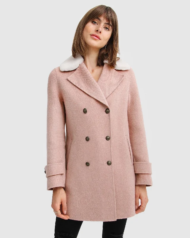 Liberty Sherpa Collar Wool Blend Coat - Blush