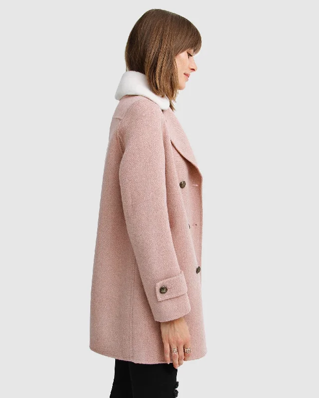 Liberty Sherpa Collar Wool Blend Coat - Blush