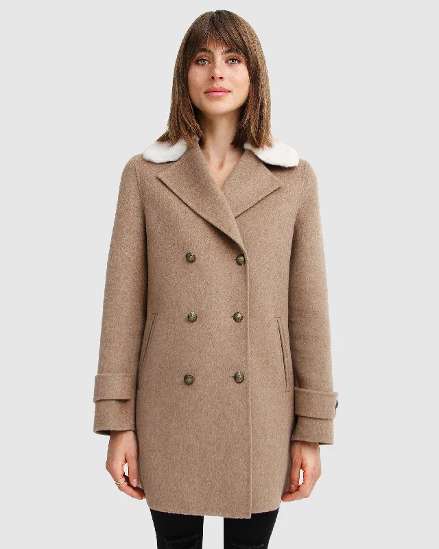 Liberty Sherpa Collar Wool Blend Coat - Oat