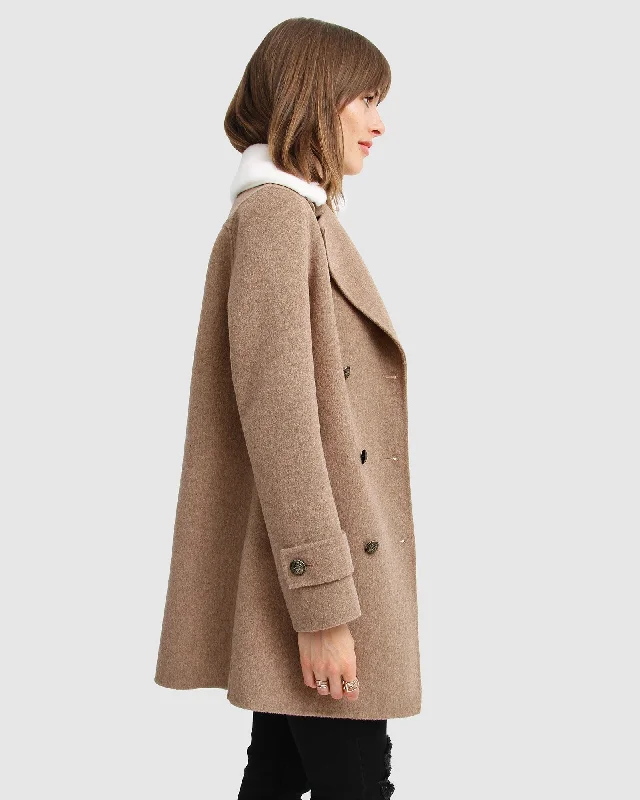 Liberty Sherpa Collar Wool Blend Coat - Oat