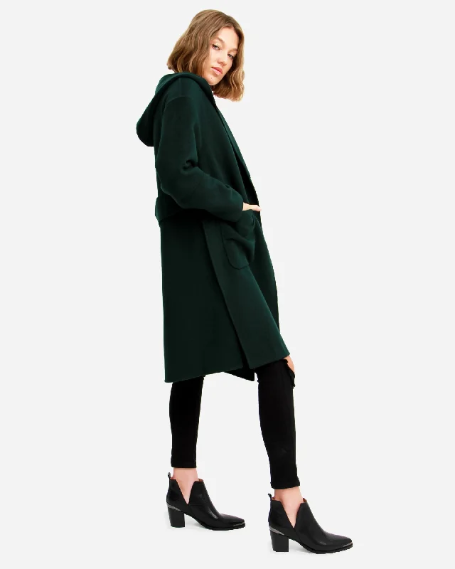 Walk This Way Wool Blend Oversized Coat  - Dark Green