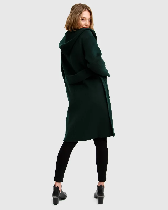 Walk This Way Wool Blend Oversized Coat  - Dark Green