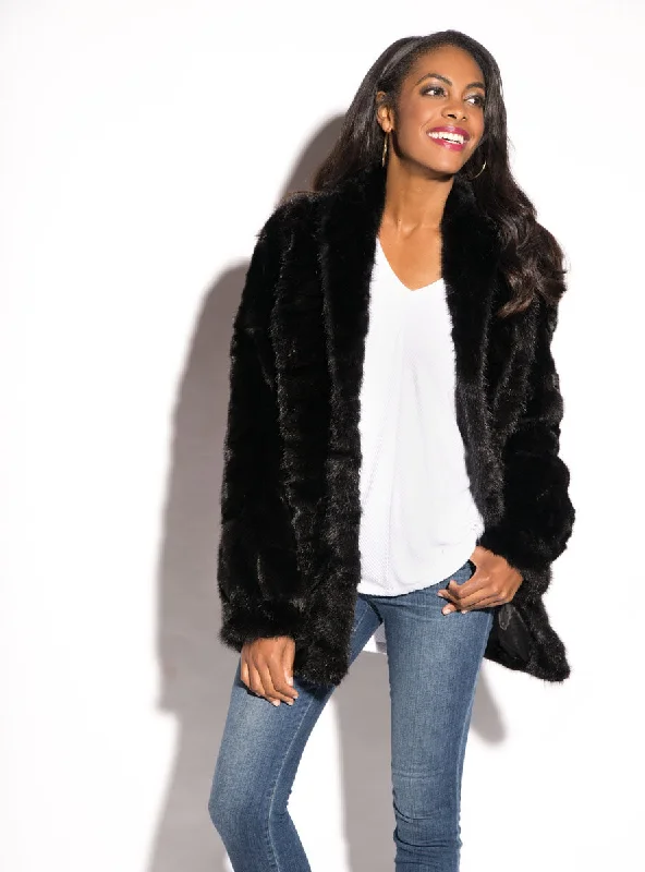 Mink Fur Jacket with Shawl Collar & Bracelet Cuffs