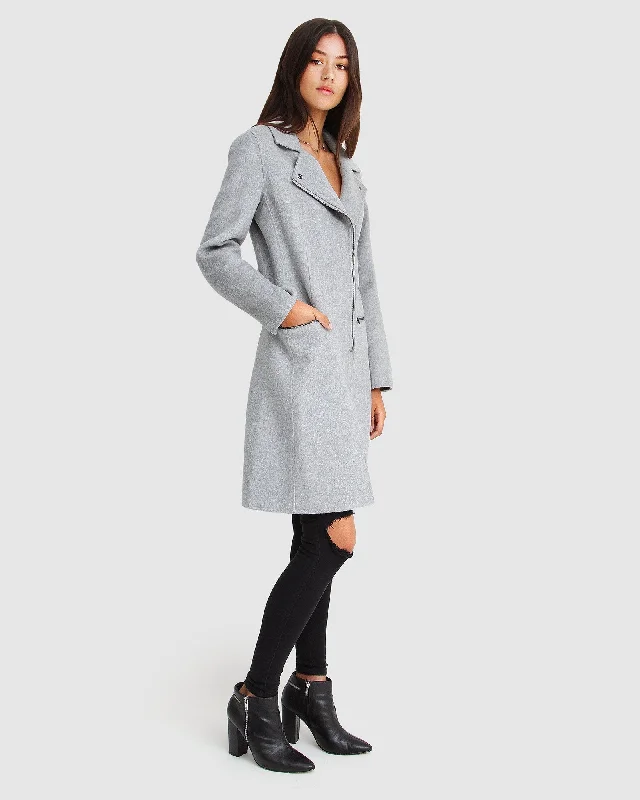 NEW FIT Last Chance Wool Blend Moto Coat - Grey Marle