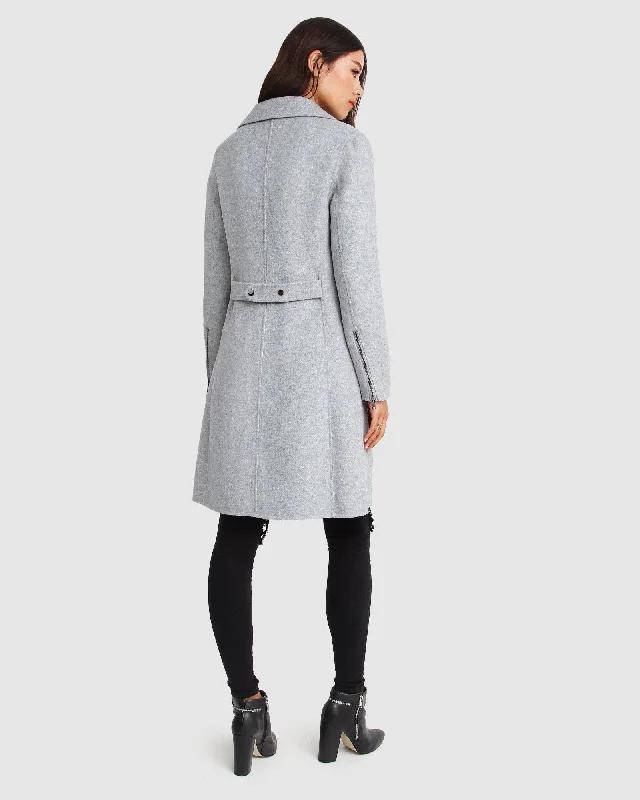 NEW FIT Last Chance Wool Blend Moto Coat - Grey Marle