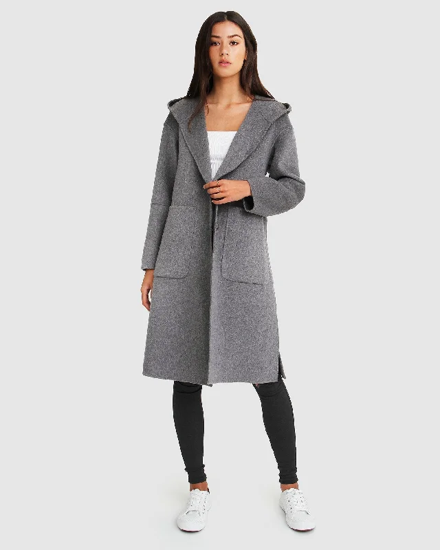 Walk This Way Wool Blend Oversized Coat  - Dark Grey