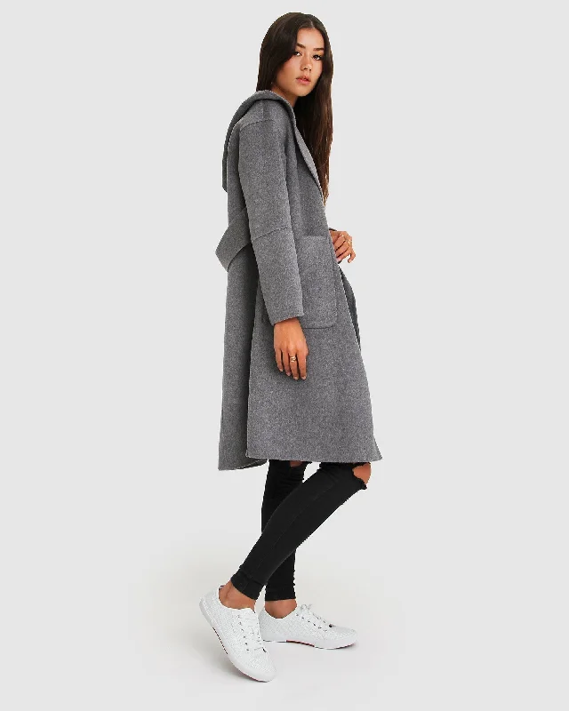 Walk This Way Wool Blend Oversized Coat  - Dark Grey