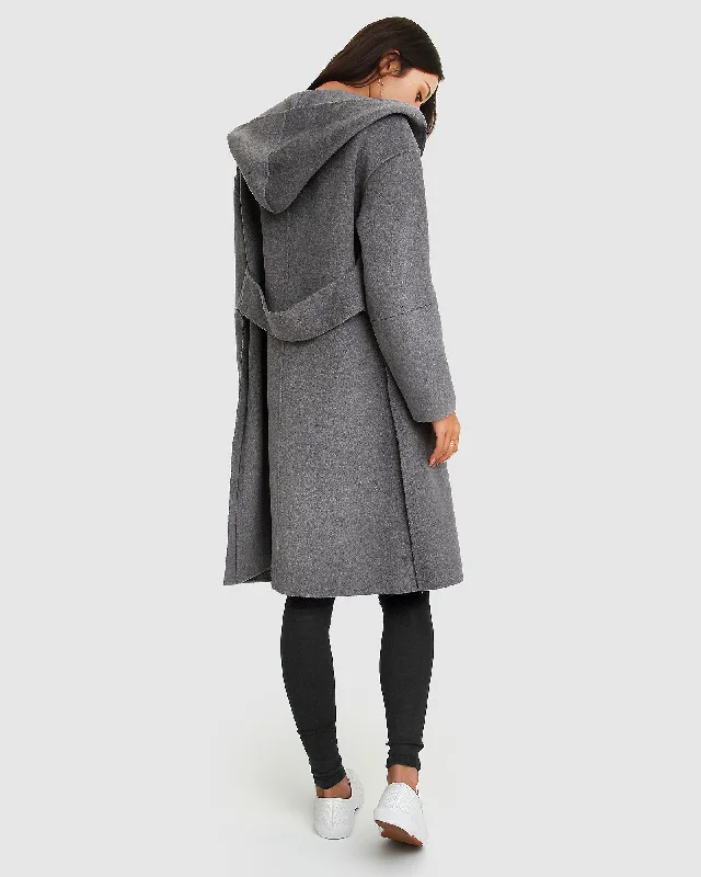 Walk This Way Wool Blend Oversized Coat  - Dark Grey