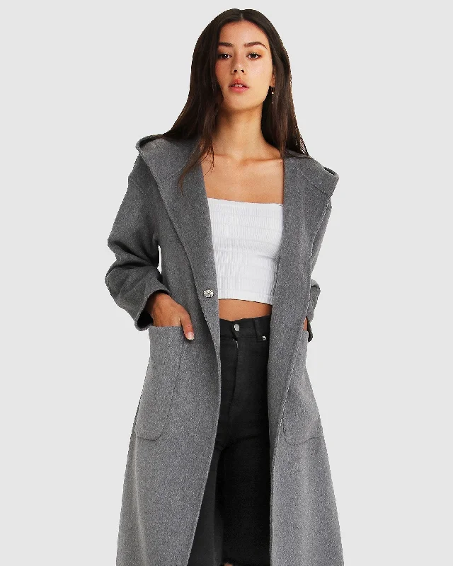 Walk This Way Wool Blend Oversized Coat  - Dark Grey