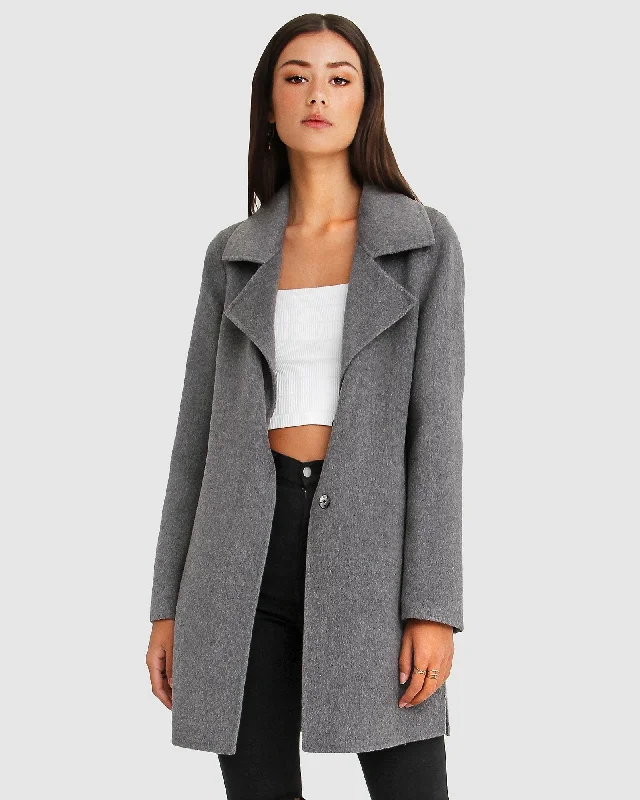 NEW FIT Ex-Boyfriend Wool Blend Oversized Jacket - Dark Grey