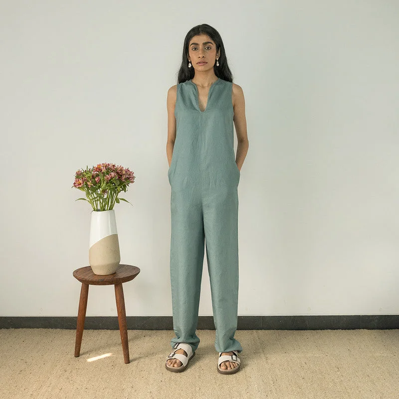 Women Jumpsuit | Hemp Cotton | Relaxed Fit | Blue