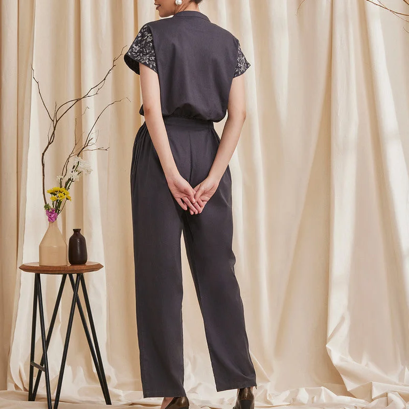 Organic Cotton Jumpsuit for Women | Embroidered | Grey