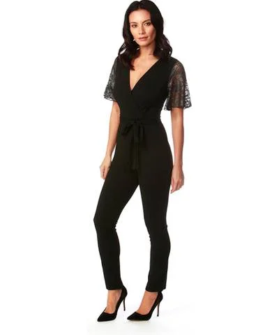 Black Lace Sleeve Jumpsuit