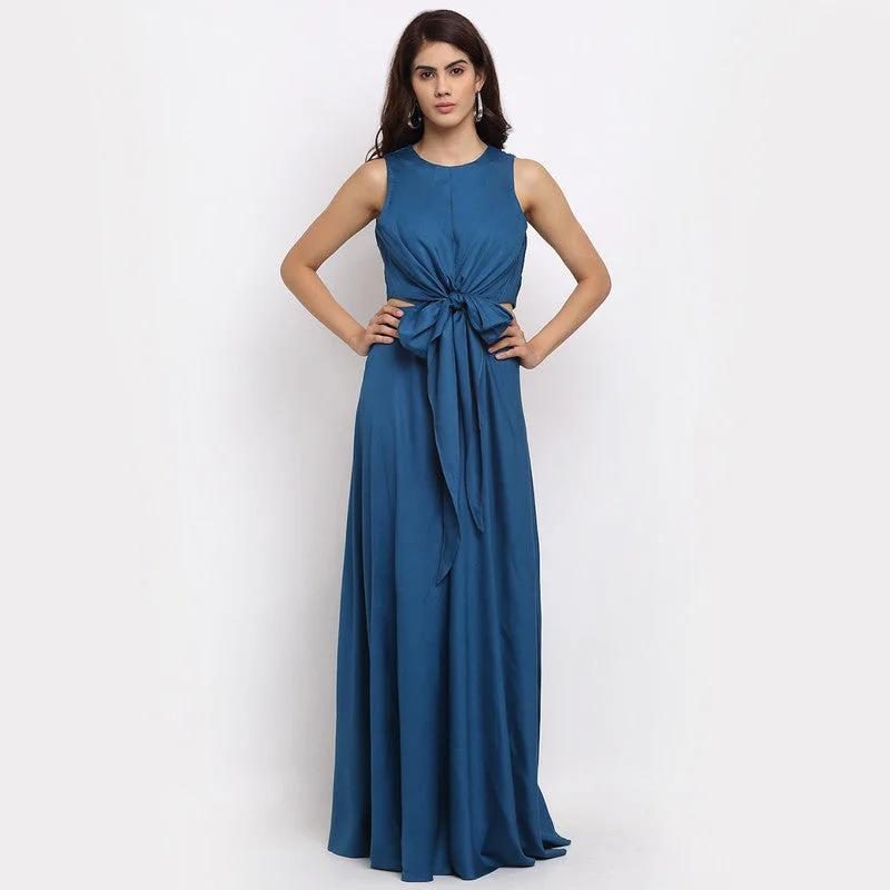 Tencel Front Tie-Up Jumpsuit | Blue