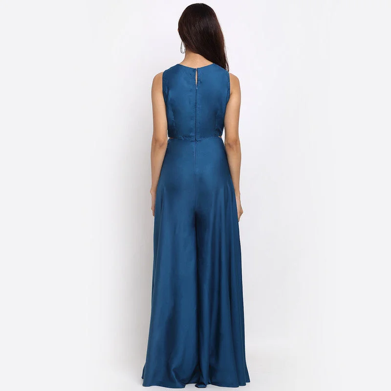 Tencel Front Tie-Up Jumpsuit | Blue