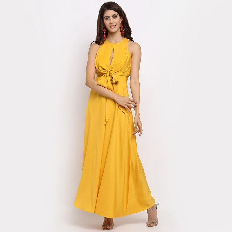 Tencel Front Tie-Up Jumpsuit | Yellow