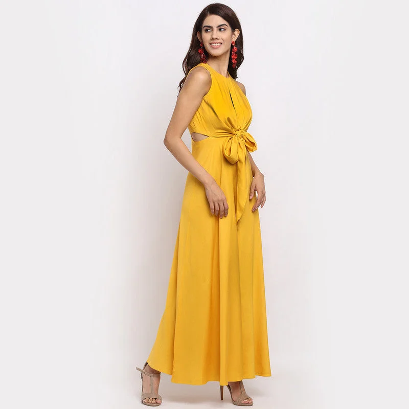 Tencel Front Tie-Up Jumpsuit | Yellow