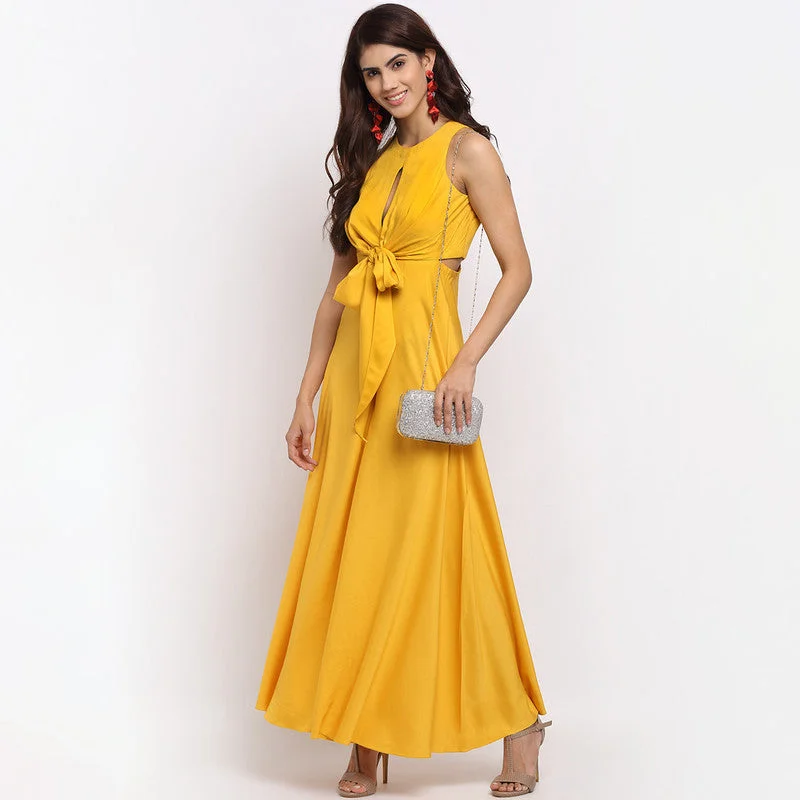 Tencel Front Tie-Up Jumpsuit | Yellow