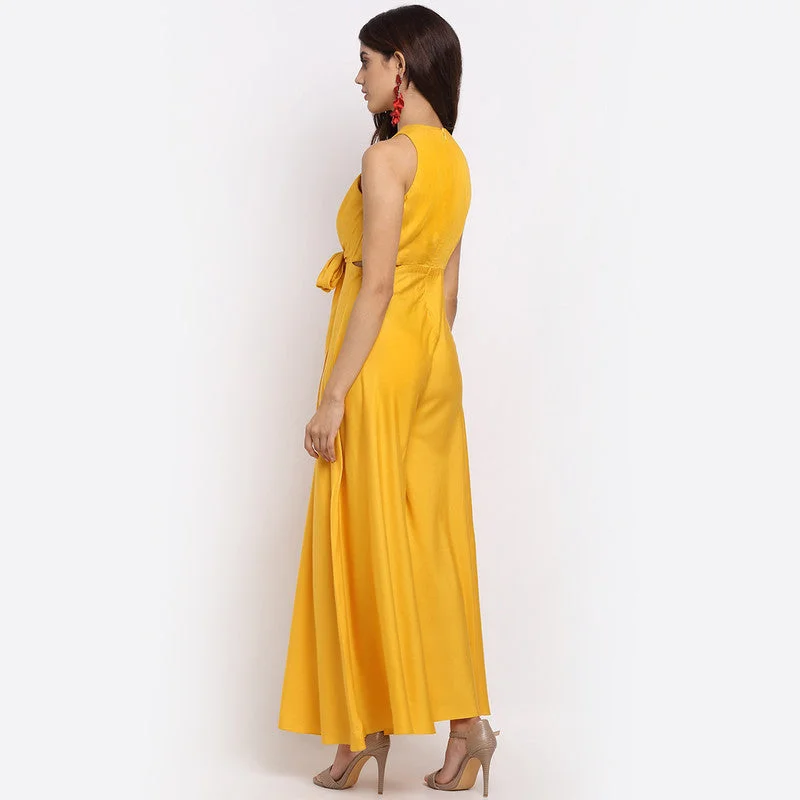 Tencel Front Tie-Up Jumpsuit | Yellow