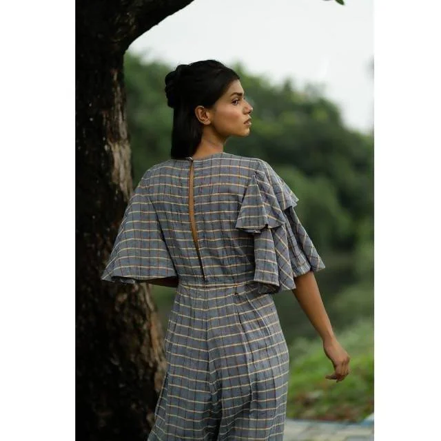 Handspun Cotton Checkered Jumpsuit | Black & White