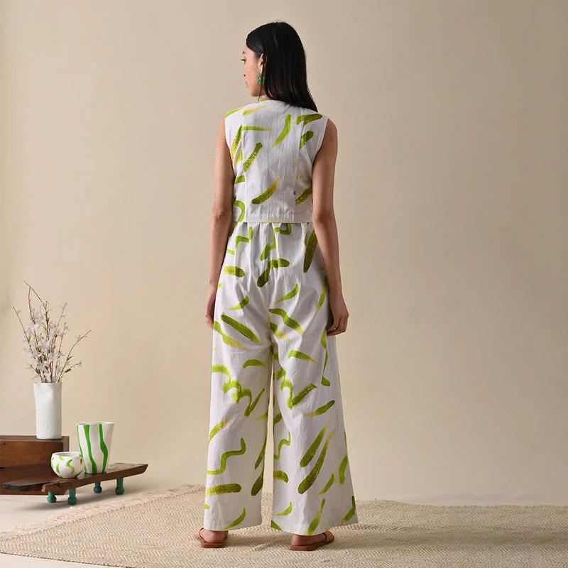 Jumpsuits For Women | Pure Cotton | Tie-Up Belt | Ivory & Olive