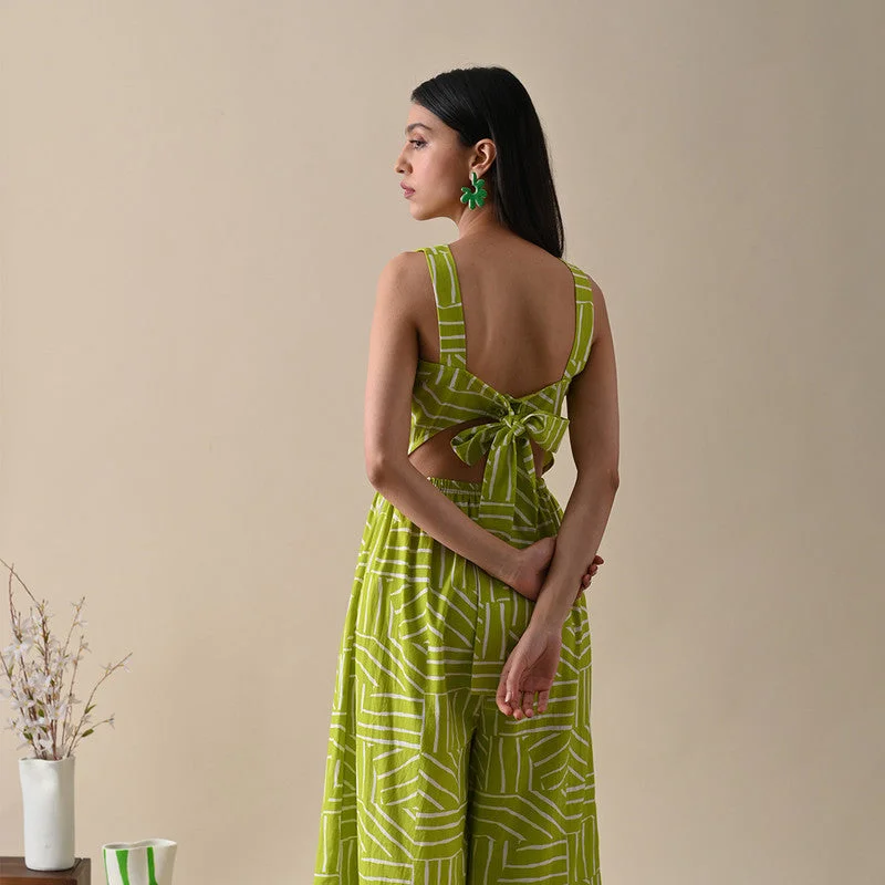 Jumpsuits For Women | Pure Cotton | Wide Leg | Green