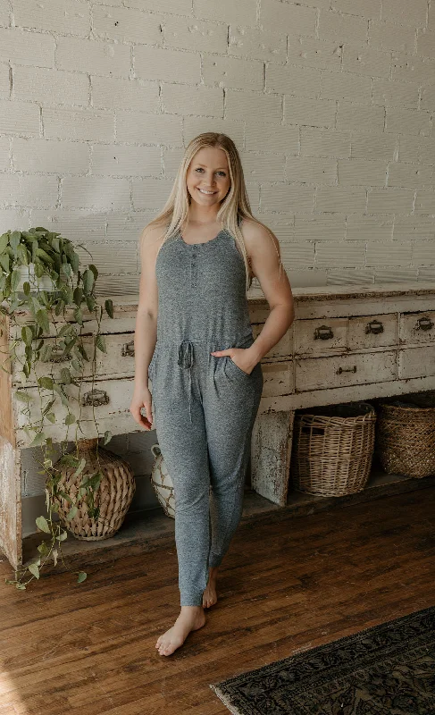 KENDRA GREY BRUSHED JUMPSUIT