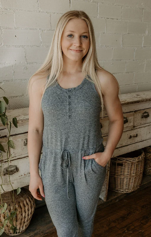 KENDRA GREY BRUSHED JUMPSUIT