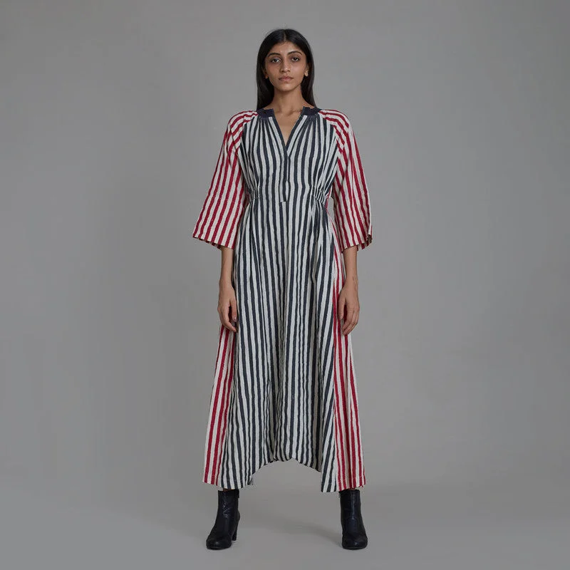 Pure Cotton Jumpsuit | Striped | Black & Red