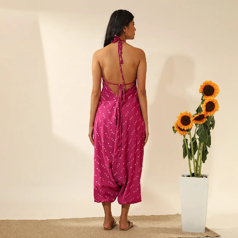 Cotton  Jumpsuit for Women | Tie-Dye | Halter | Pink