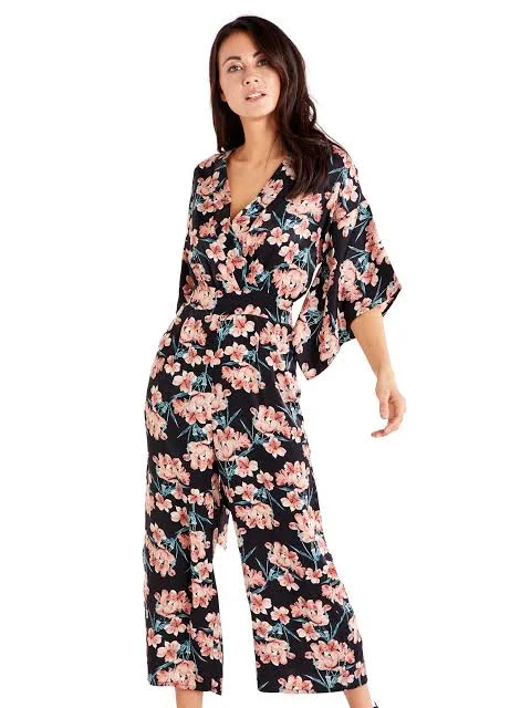 Satin Floral Jumpsuit Multi