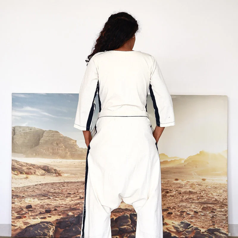 Jumpsuit for Women | Cotton Jumpsuit | Drop Crotch | White