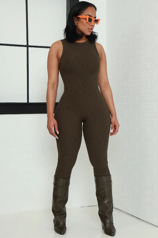 About That Snatched Cellulite Deleter Sleeveless Jumpsuit - Olive