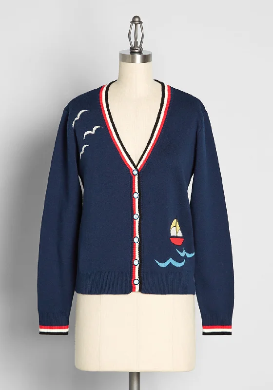 Out On The Open Sea Embroidered Cardigan