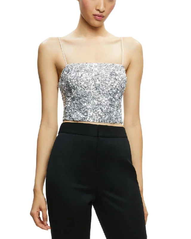 alice + olivia Ceresi Sequin Bandeau Crop Top