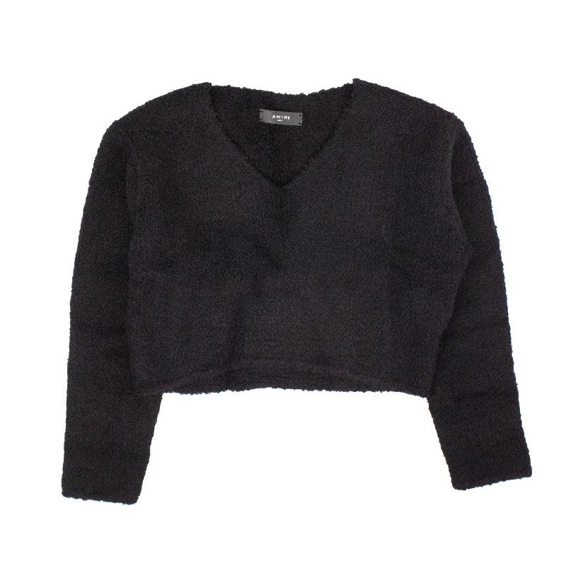 amiri-cropped-boucle-sweater-black