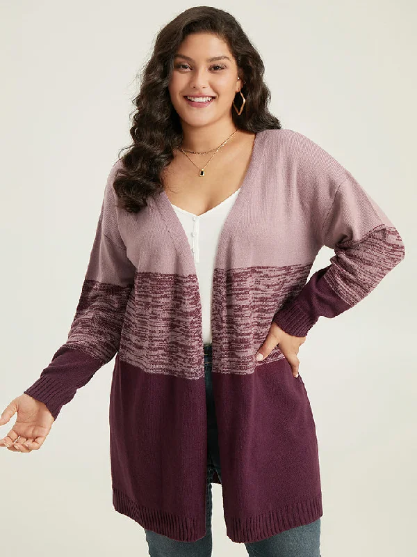 Anti-Pilling Contrast Heather Open Front Cardigan