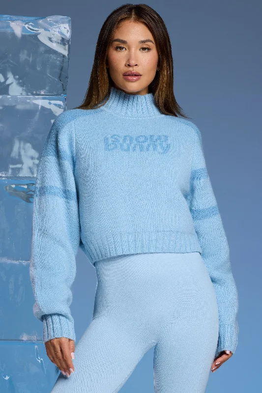 Apres-Ski - Chunky Knit Cropped Jumper in Baby Blue