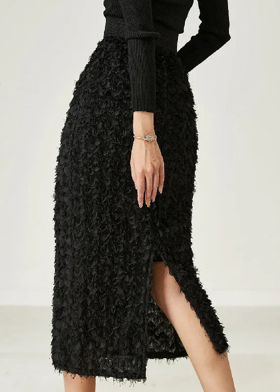 art-black-silm-fit-side-open-knit-skirt-summer