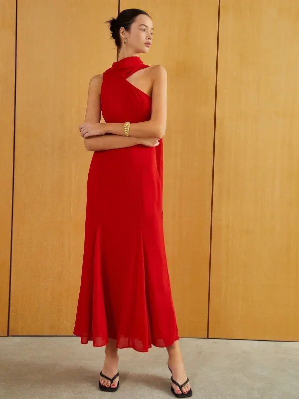 asymmetrical-neck-long-dress