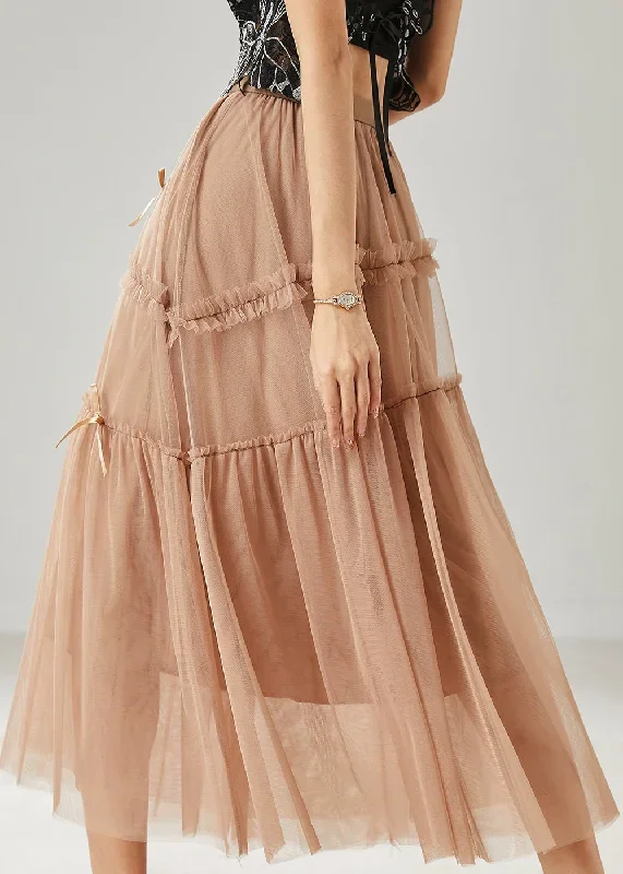 beautiful-khaki-bow-ruffled-tulle-skirts-summer