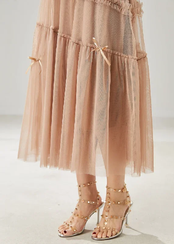 beautiful-khaki-bow-ruffled-tulle-skirts-summer