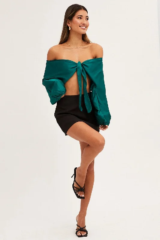 blue-bolero-3-4-sleeve-tie-front-crop-satin-oj1036a-36w