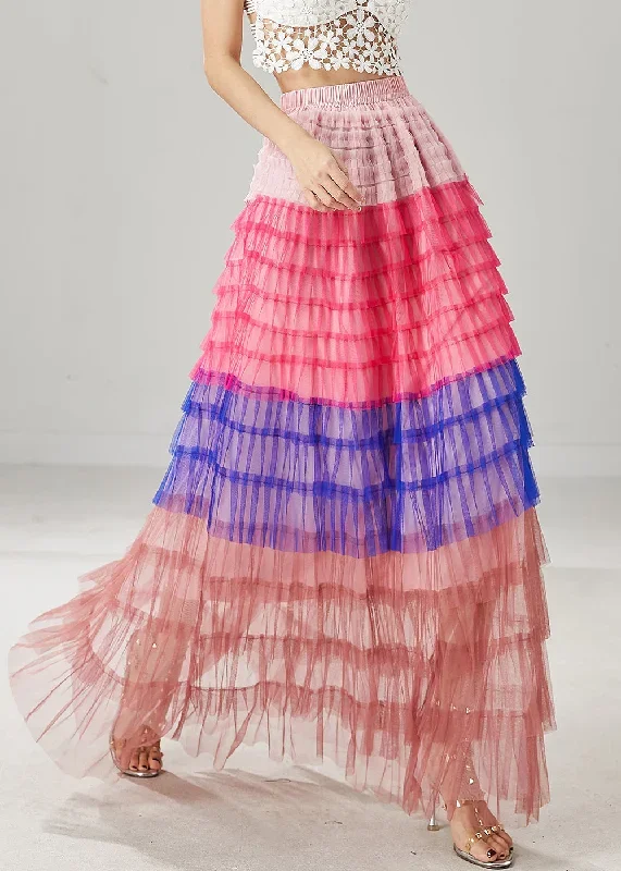 blue-patchwork-tulle-beach-skirts-layered-ruffled-summer