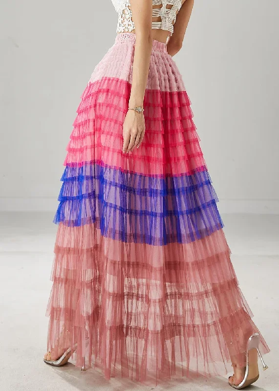 blue-patchwork-tulle-beach-skirts-layered-ruffled-summer