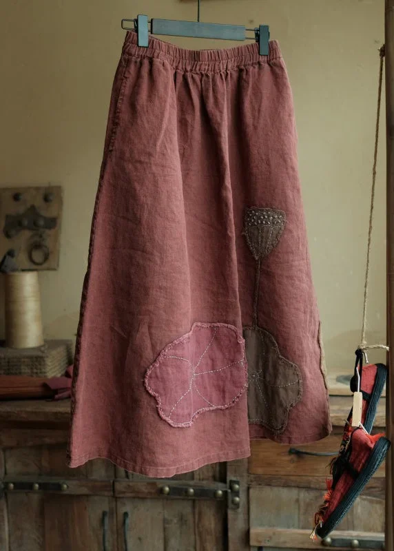 boho-green-pockets-patch-patchwork-linen-skirt-spring