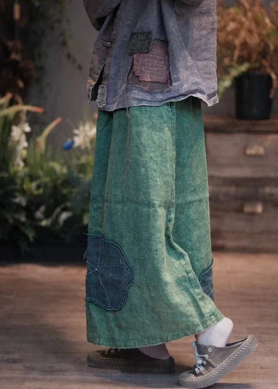 boho-green-pockets-patch-patchwork-linen-skirt-spring