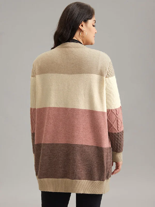 cable-knit-colorblock-patched-pocket-cardigan