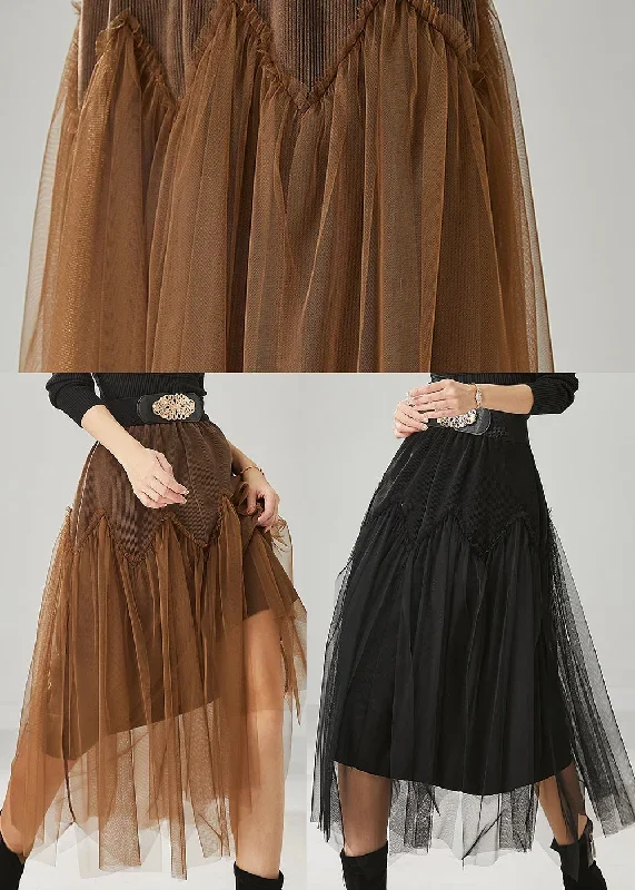 chic-black-high-waist-patchwork-tulle-corduroy-skirts-spring