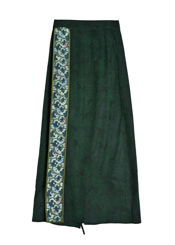 chinese-style-green-asymmetrical-print-silk-skirts-spring